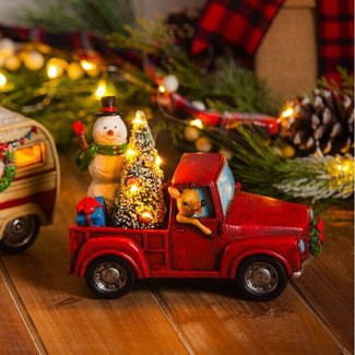 Snowman in a Truck LED Décor
