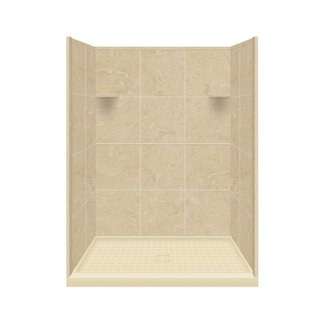 Solid Surface 75" x 48 x 36" Three Panel Shower Wall with Base