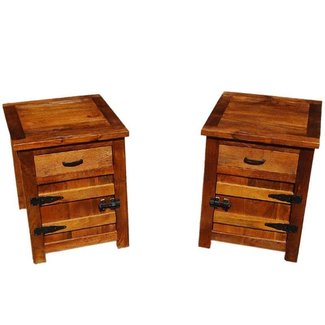 Solid Wood Bedside Box Night Stand End Table Twin Set