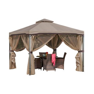 Sonoma Canopy Gazebo, 10' x 10' Soft-Top Garden Tent with Mosquito Netting and Shade Curtains for Patio or Deck