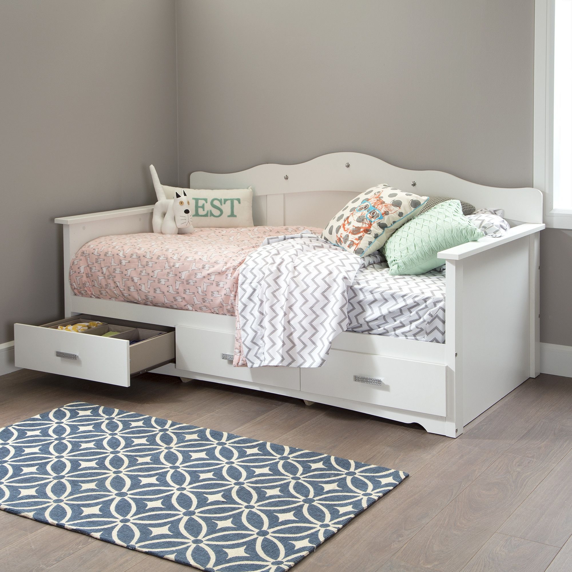 South Shore Tiara Twin Daybed with Storage (39"), Pure ...