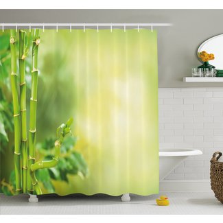 Spa Beautiful Asian Bamboos with other Tree Branches and Bushes Image Shower Curtain Set