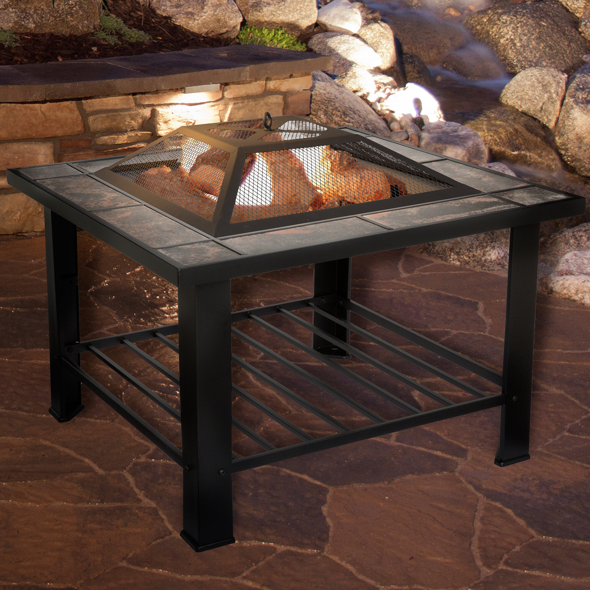 Steel Wood Burning Fire Pit Table