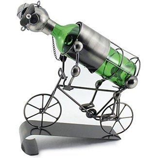 Stefany Happy Bicycle Rider Metal 1 Bottle Tabletop Wine Bottle Holder