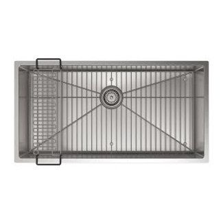 Strive 35" L x 18-5/16" W x 9-5/16" Under-Mount Extra-Large Single Bowl Kitchen Sink with Basin Rack