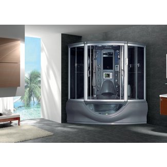Superior 64" x 88" Round Sliding Steam Shower with Base Included