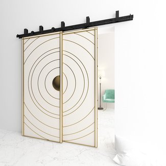 T-Shape U Bracket Bypass Track Barn Door Hardware Kit