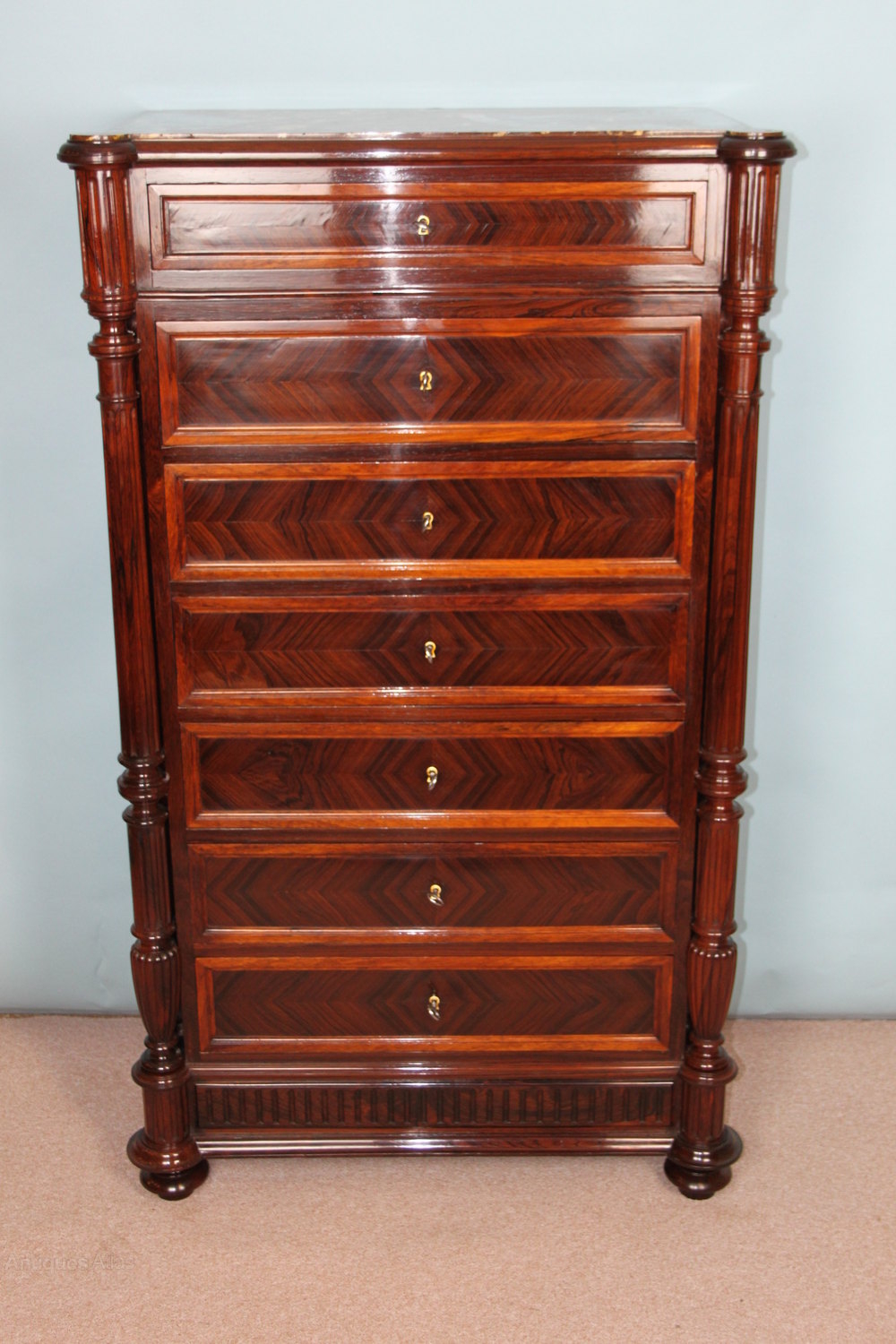 Tall Rosewood Chest Of Drawers - Antiques Atlas