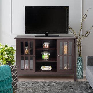 Tangkula TV Stand, Classic Design Wood Storage Console Free Standing Cabinet for TV up to 45", Media Entertainment Center Home Living Room Furniture, Television Stand Cabinet