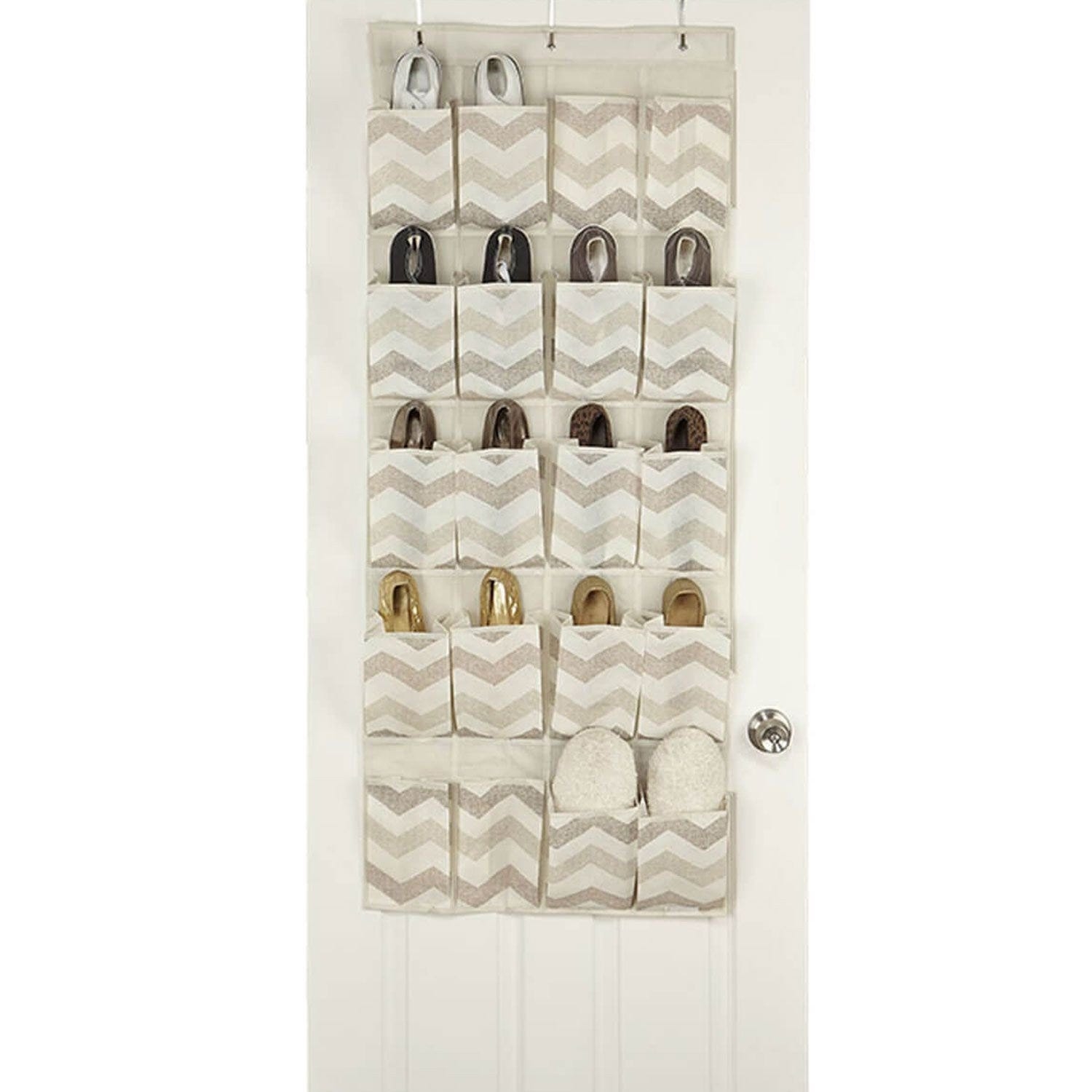 Textured Chevron 20 Pair Overdoor Shoe Organizer