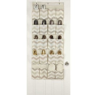 Textured Chevron 20 Pair Overdoor Shoe Organizer