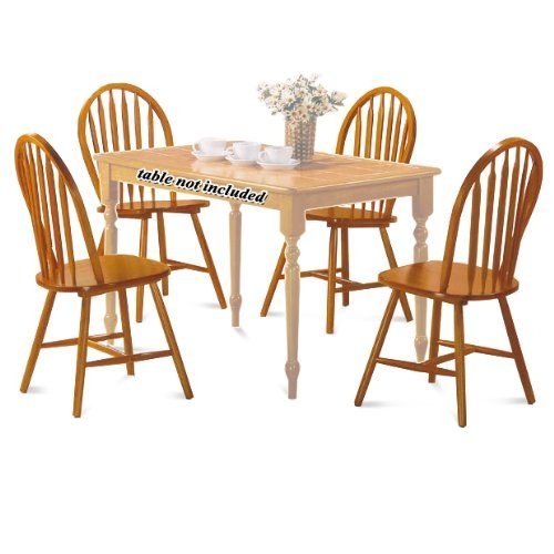 The Furniture Cove 4 Oak Finish Arrow Back Dining Chairs