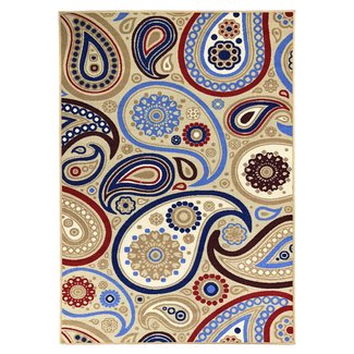 Toccoa Paisley Trendy Non Skid Rubber Backed Multicolor Area Rug