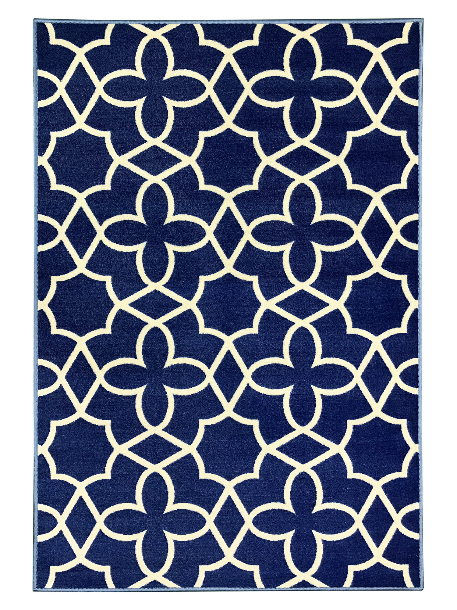 Toccoa Queen Trellis Trendy Non Skid Rubber Backed Multicolor Area Rug