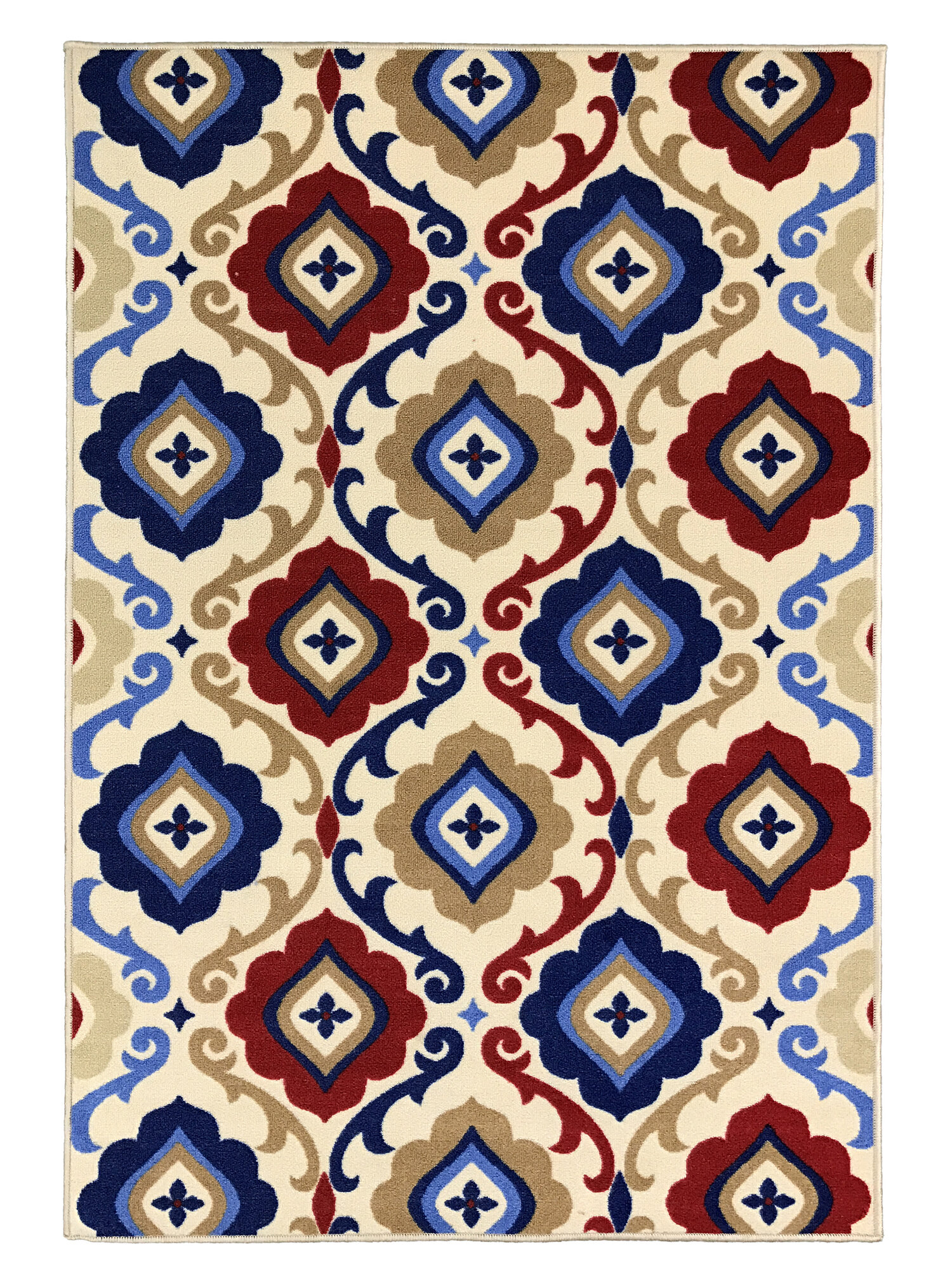 Toccoa Unique Trellis Trendy Non Skid Rubber Backed Multicolor Area Rug