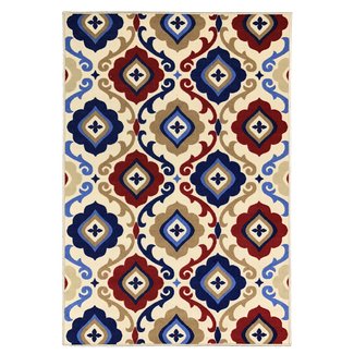 Toccoa Unique Trellis Trendy Non Skid Rubber Backed Multicolor Area Rug