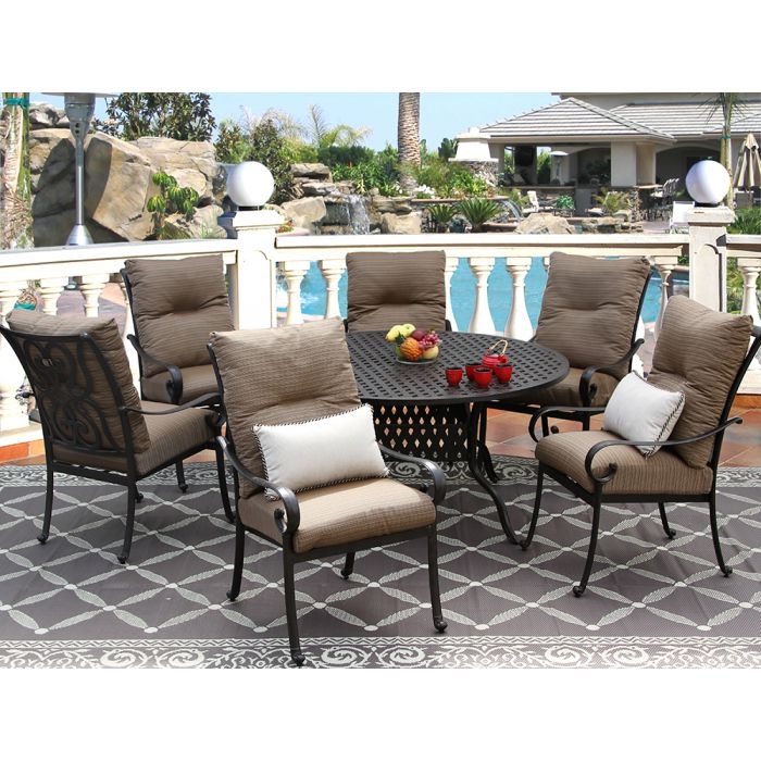 TORTUGA CAST ALUMINUM OUTDOOR PATIO 7PC SET 60 Inch ROUND