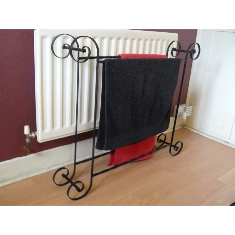 Towel rack free standing Wrought iron handmade scrolled