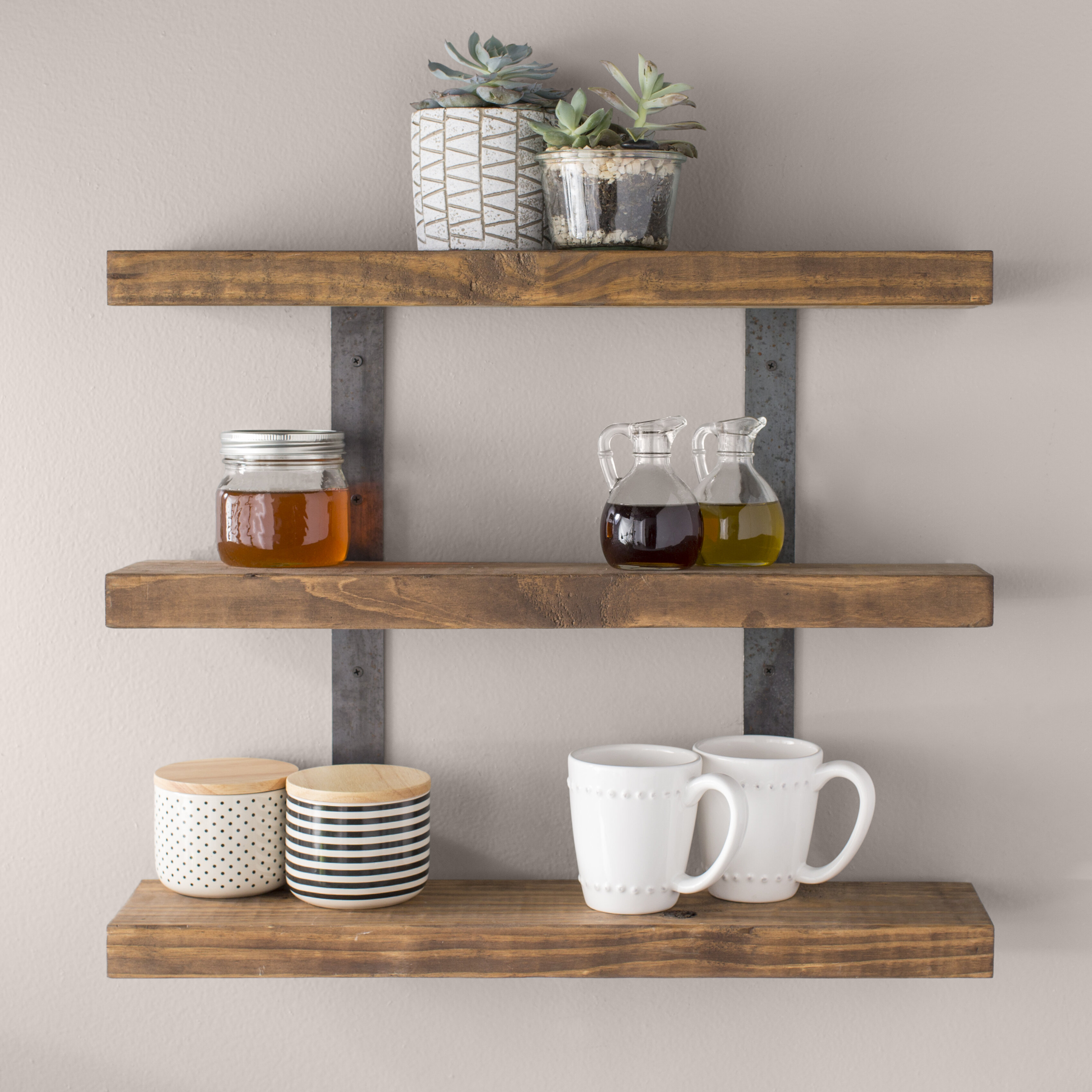 Tressie Industrial 3-Tier Wall Shelf