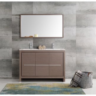Trieste 48" Allier Double Modern Sink Bathroom Vanity Set with Mirror