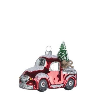 Tree on Car Ornament - Red - Set of 6