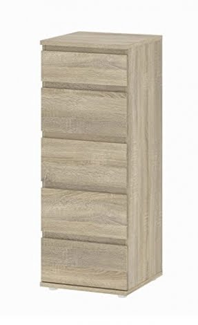 Tvilum 71096ak Aurora 5 Drawer Narrow Chest Oak Structure