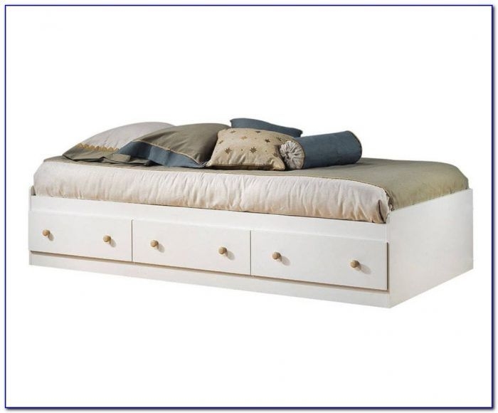 White Twin Bed With Storage Visualhunt, Platform Bed With Storage Twin Size