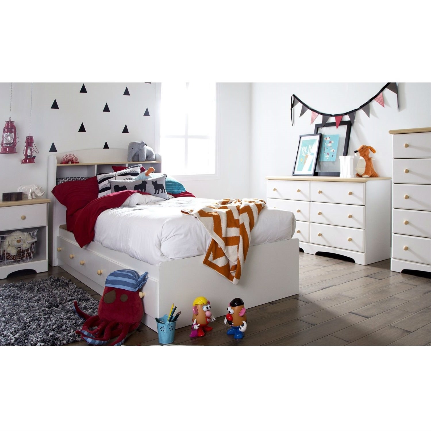 Twin size White Wood Platform Bed Daybed with Storage ...