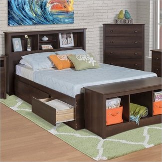 AFI Concord Twin XL Platform Bed with Flat Panel Foot Board and 2