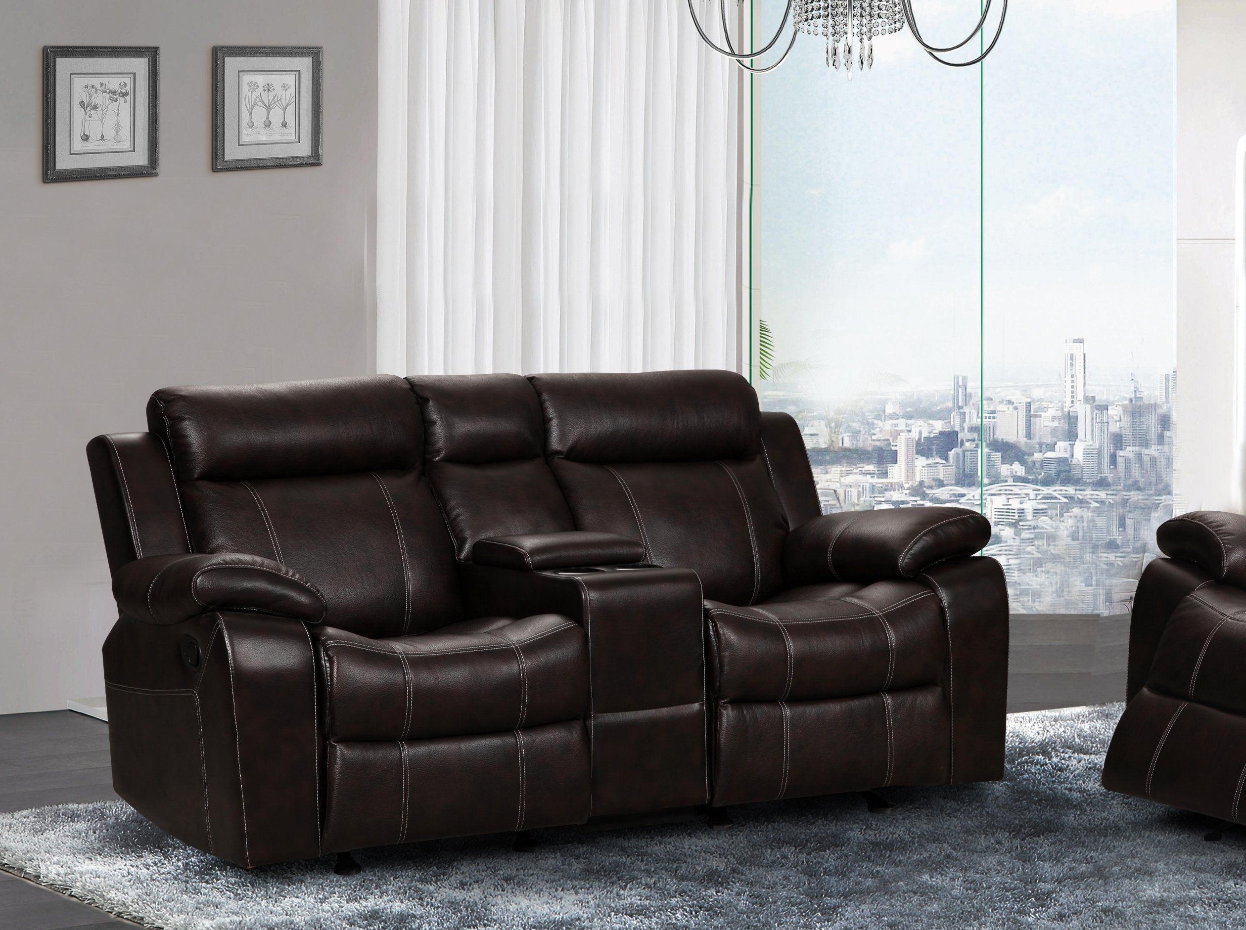 leather rocker recliner loveseat with console