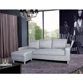 US Pride Furniture Kachy Fabric Convertible Sleeper Sectional Sofa Bed & Facing-Left Chaise, Gray
