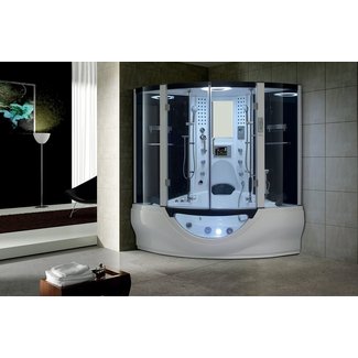 Valencia 64" x 88" Round Sliding Steam Shower with Base Included
