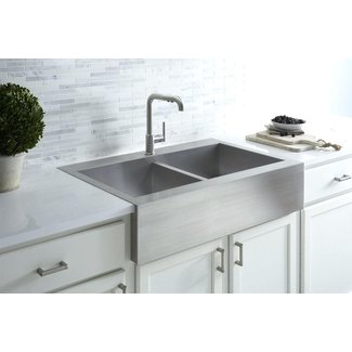 Vault 36" L x 24" W Double Basins Farmhouse Kitchen Sink