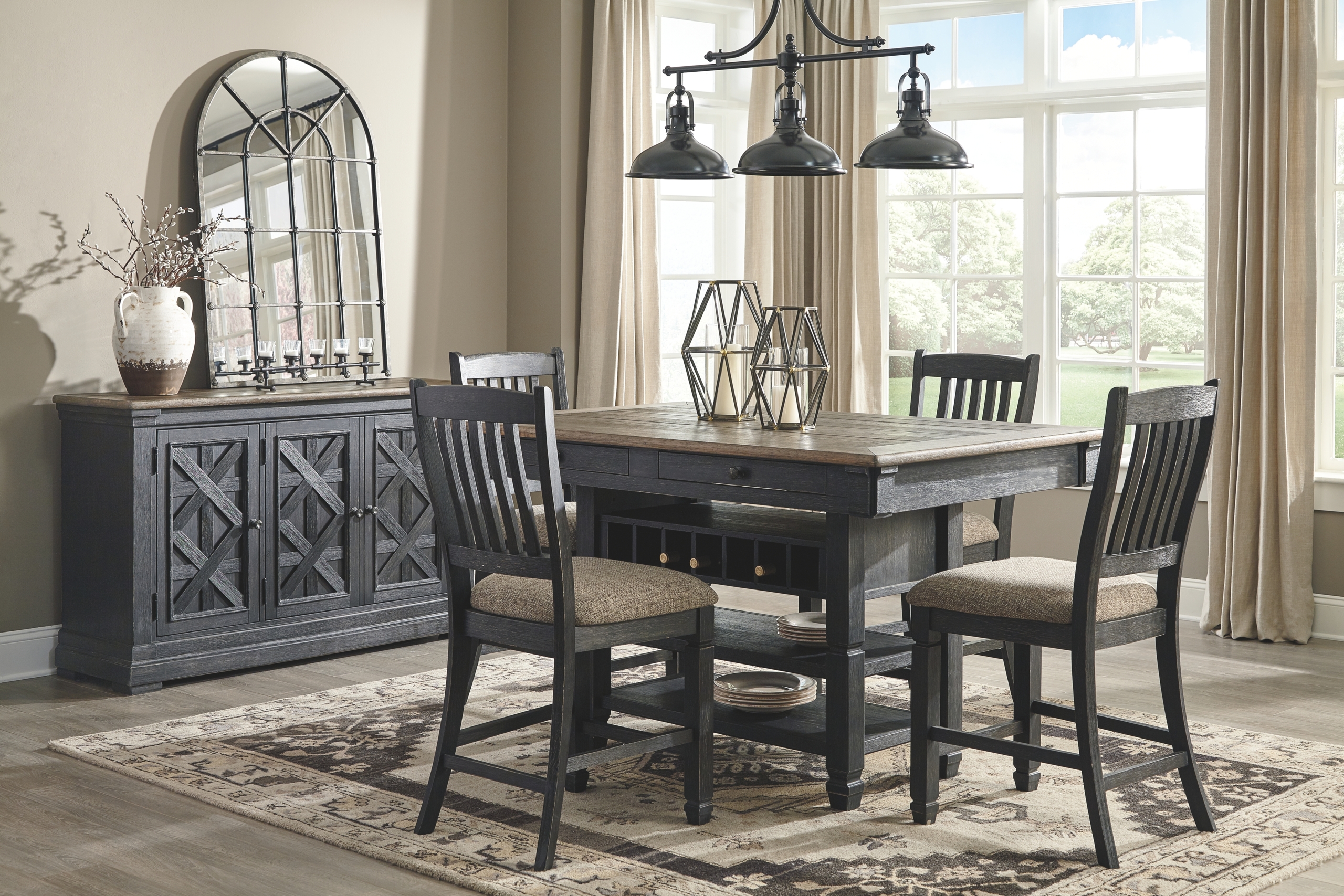Ventanas 5 Piece Counter Height Solid Wood Dining Set