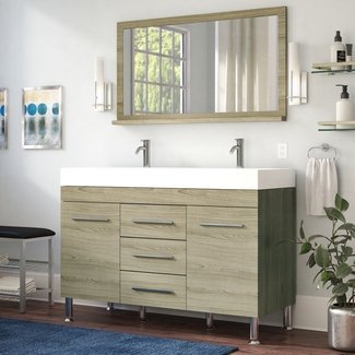 Waldwick 48" Double Modern Bathroom Vanity Set with Mirror