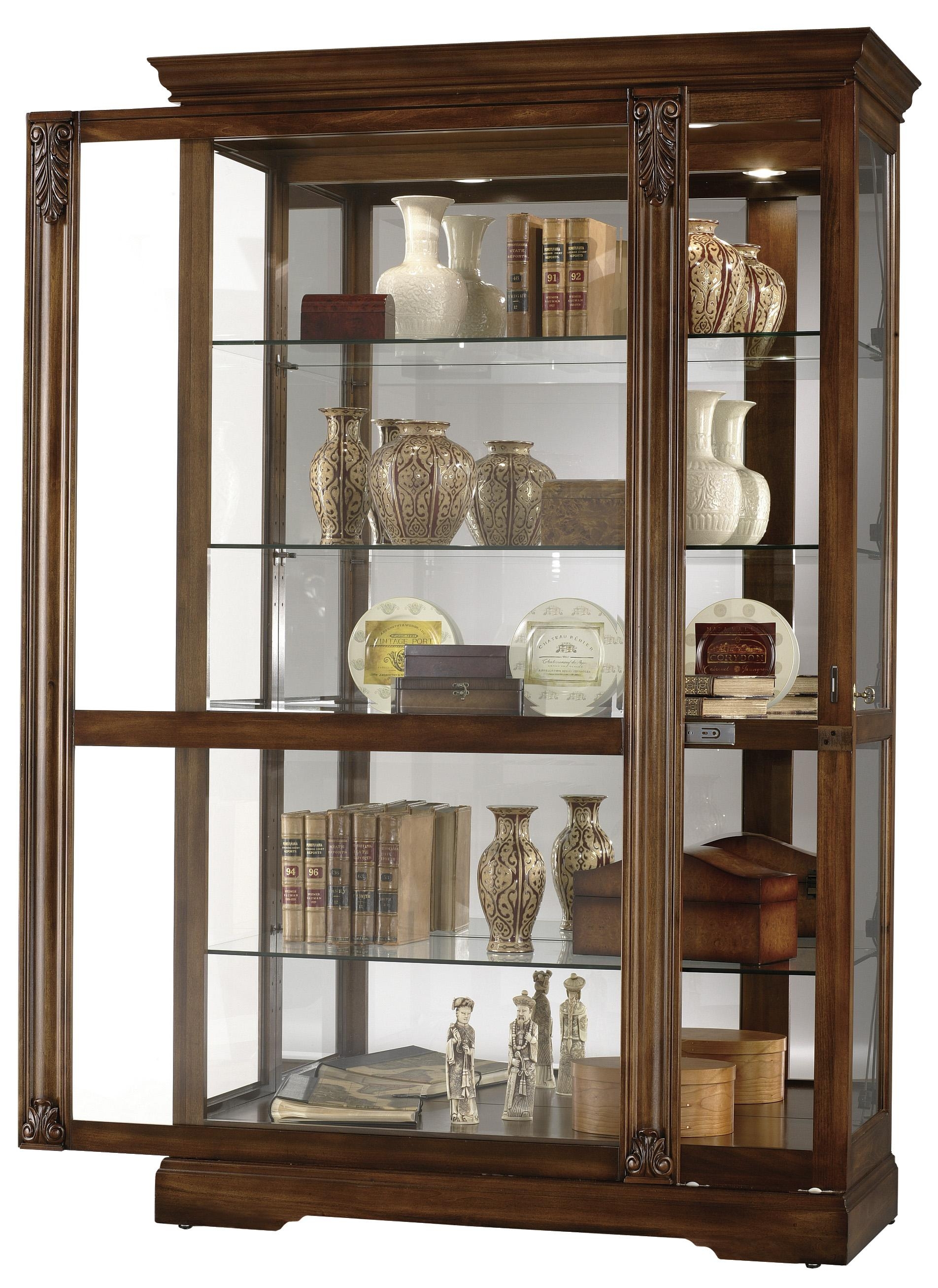 European Curio Cabinet Display Case Hanging Wall Mounted Glass Shelf Hardwood 