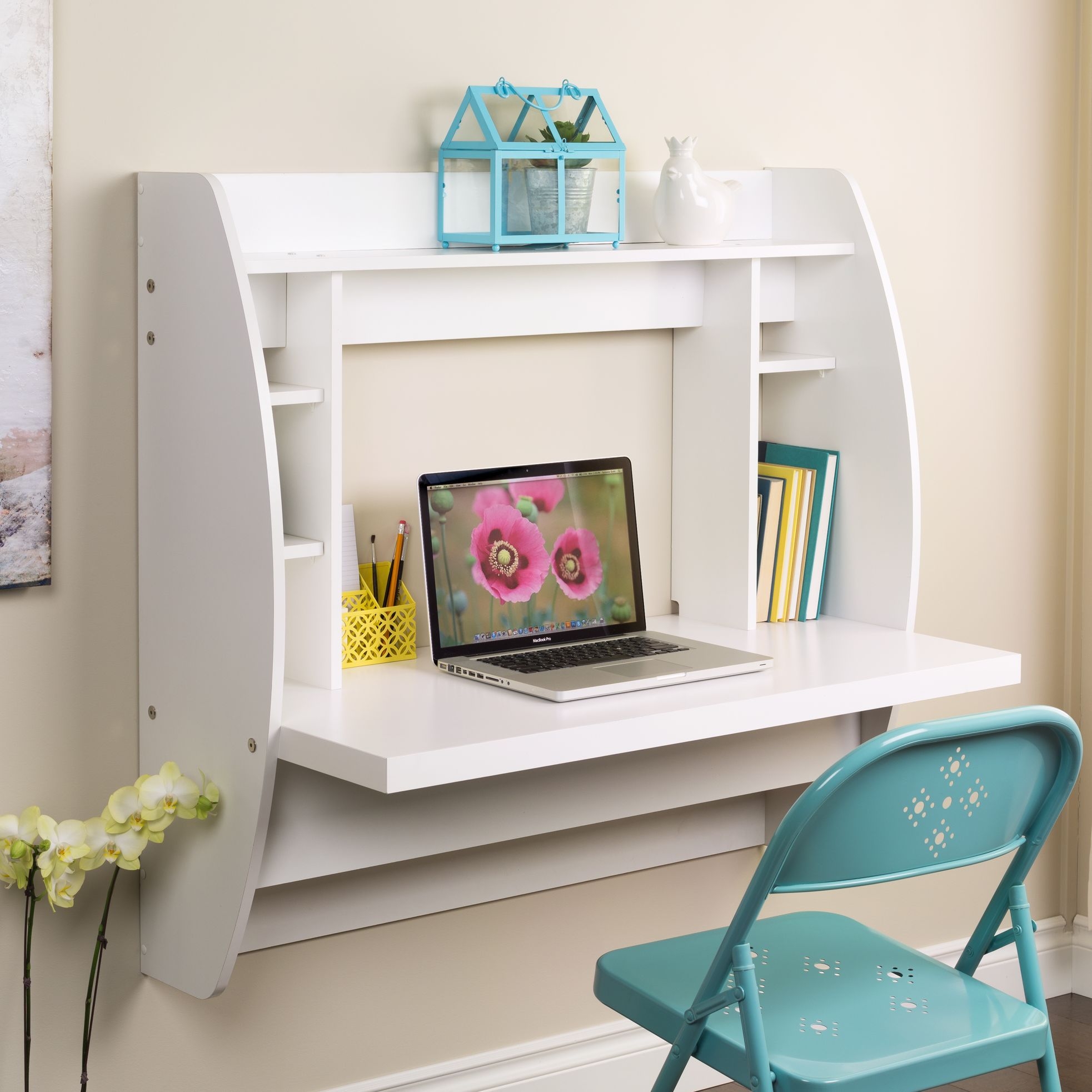 Wall Mounted Folding Desk Visualhunt, Pine Bookcase With Fold Down Desktop