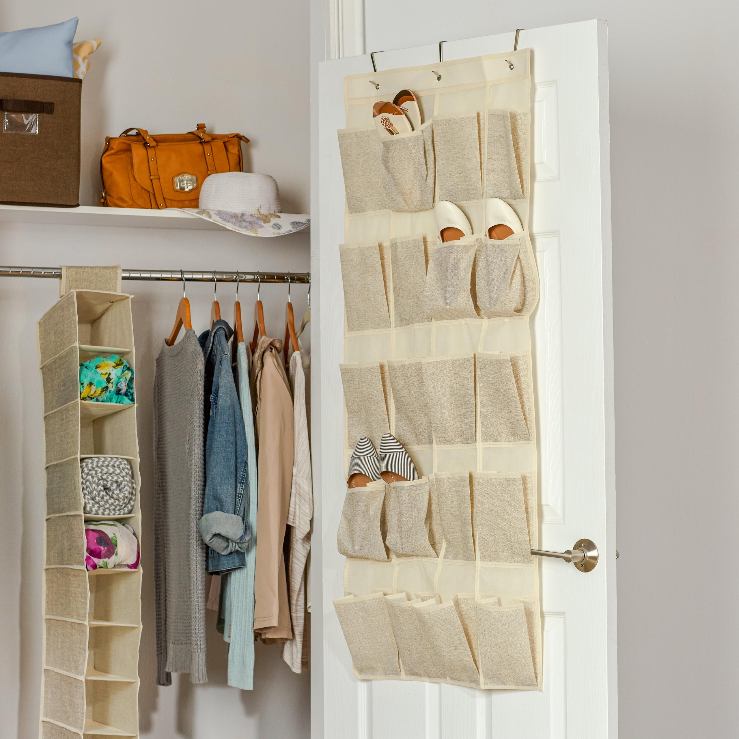 Wayfair Basics 10 Pair Fabric Hanging Shoe Organizer Wayfair Basics Finish: Beige