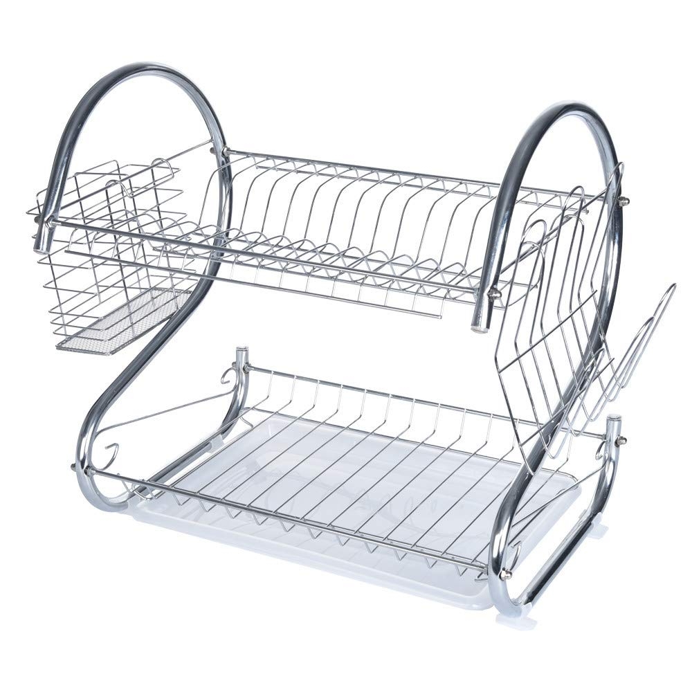 Multifunctional Dual Layers  Drying Dish Rack Collection Shelf Dish Drainer 