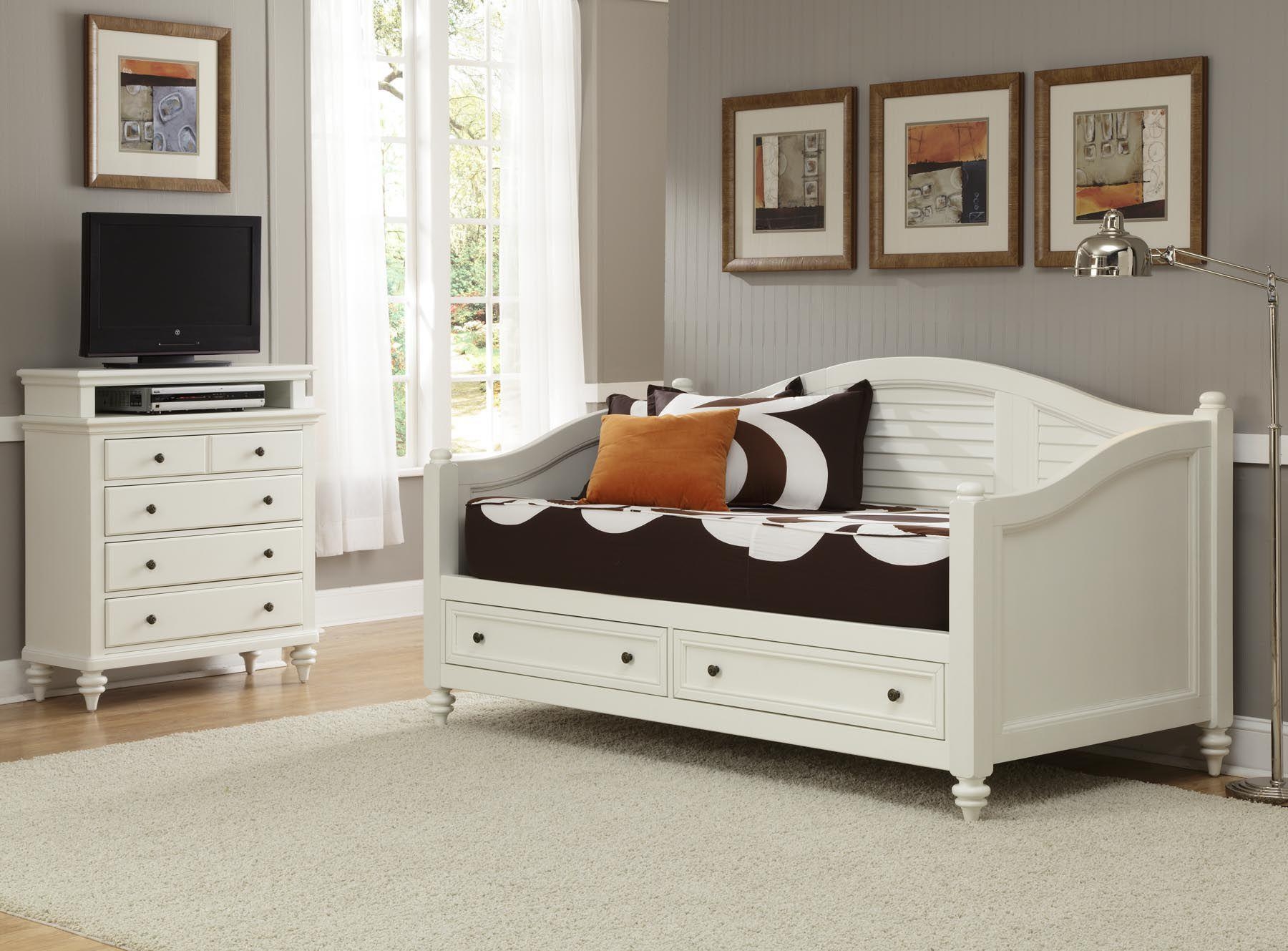 White Twin Day Bed With Storage Drawers of A Gallery