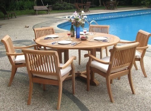 Wholesale Teak 7-Piece Teak Dining Set with 60" Round ...