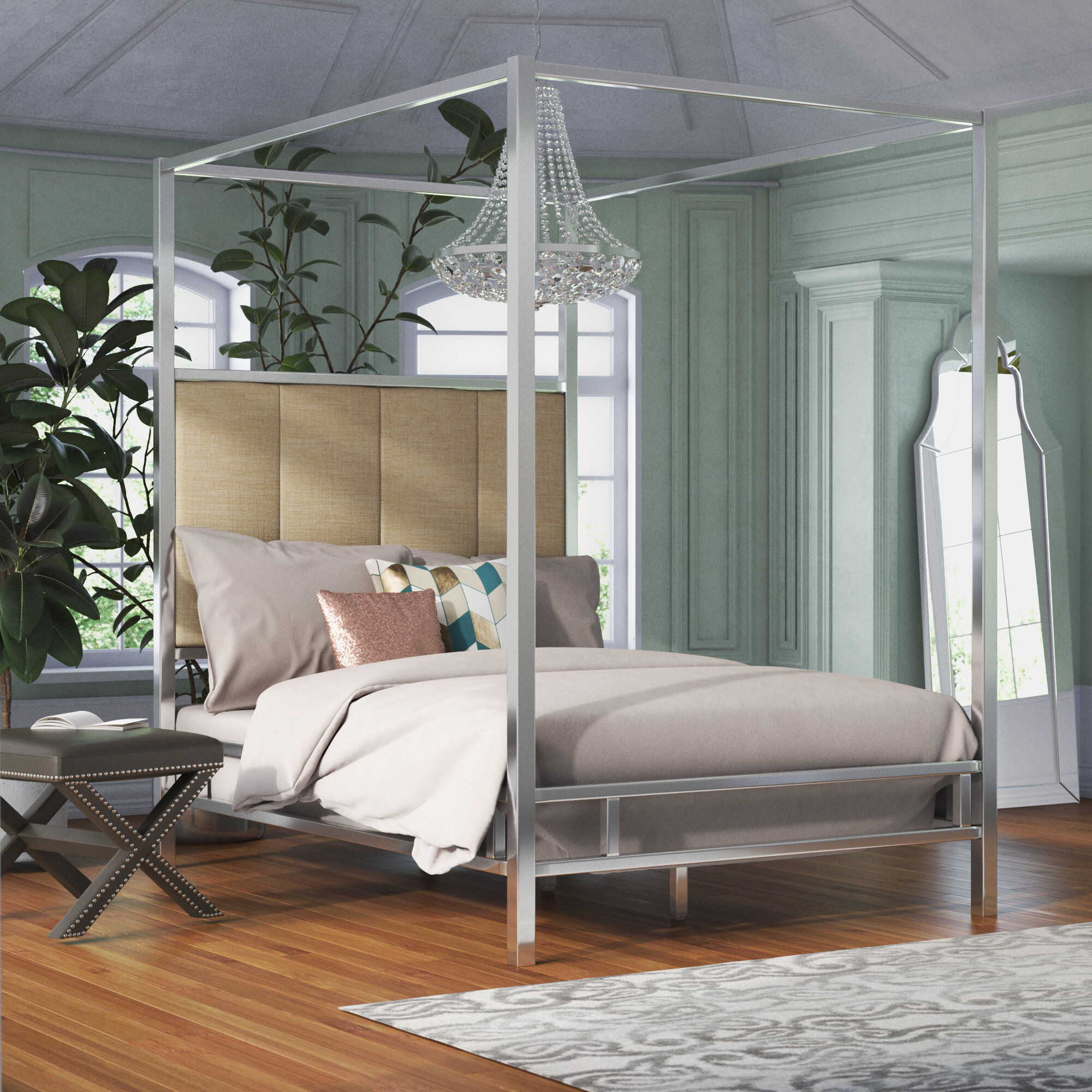 Moyers upholstered store canopy bed