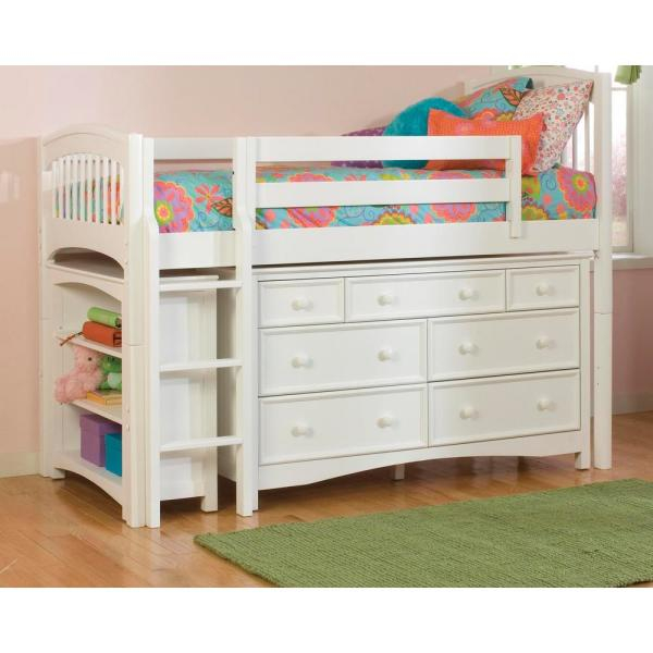 Windsor White Twin Low Loft Storage Bed with Wakefield 7