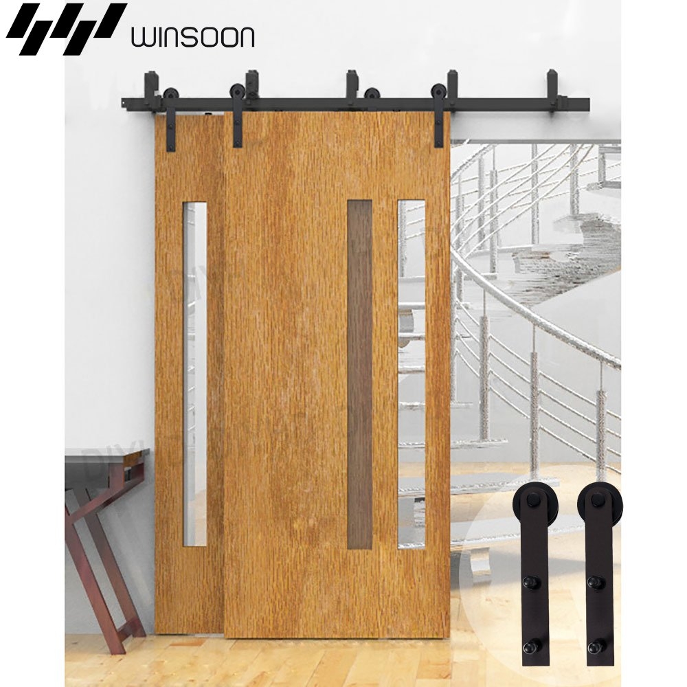 WinSoon 5-16FT Bypass Sliding Barn Door Hardware Double ...