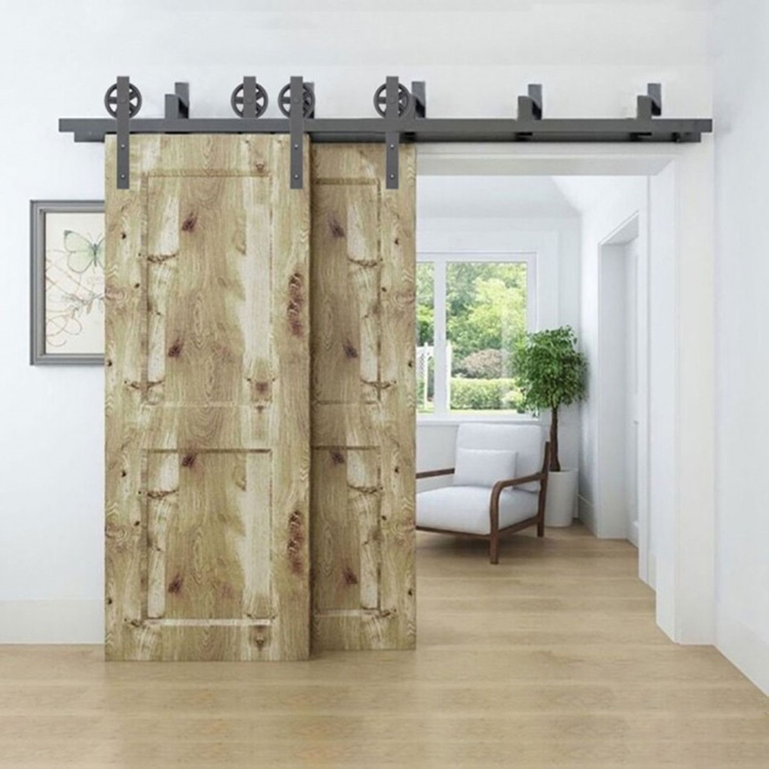WinSoon 5-16FT Bypass Sliding Barn Door Hardware Double ...