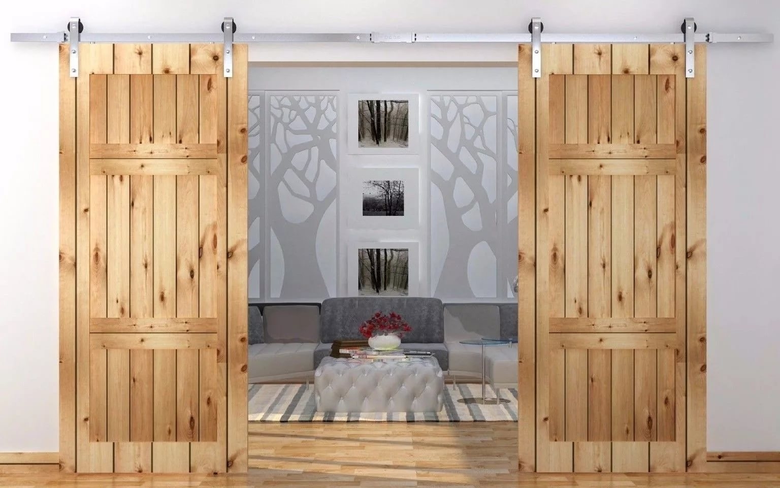 WinSoon 5-16FT Sliding Barn Door Hardware Double Doors ...