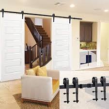 Single Sliding Barn Door Wood Hardware Roller Modern Style Track System Set Room
