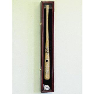 1 Baseball Bat Display Case Rack Cabinet Holder w/ UV Protection Lockable Veritical & Horizontal mounting -Cherry