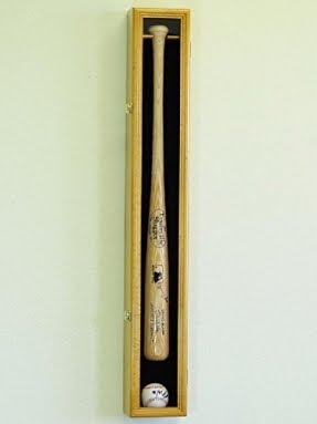 1 Baseball Bat Display Case Rack Cabinet Holder w/ UV Protection Lockable Veritical & Horizontal mounting -Oak