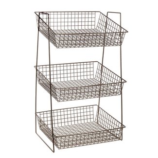 10 1/2"L x 7"W x 26"H - Tiered Display Stand 3 Tiers Chrome Wire Basket Stand